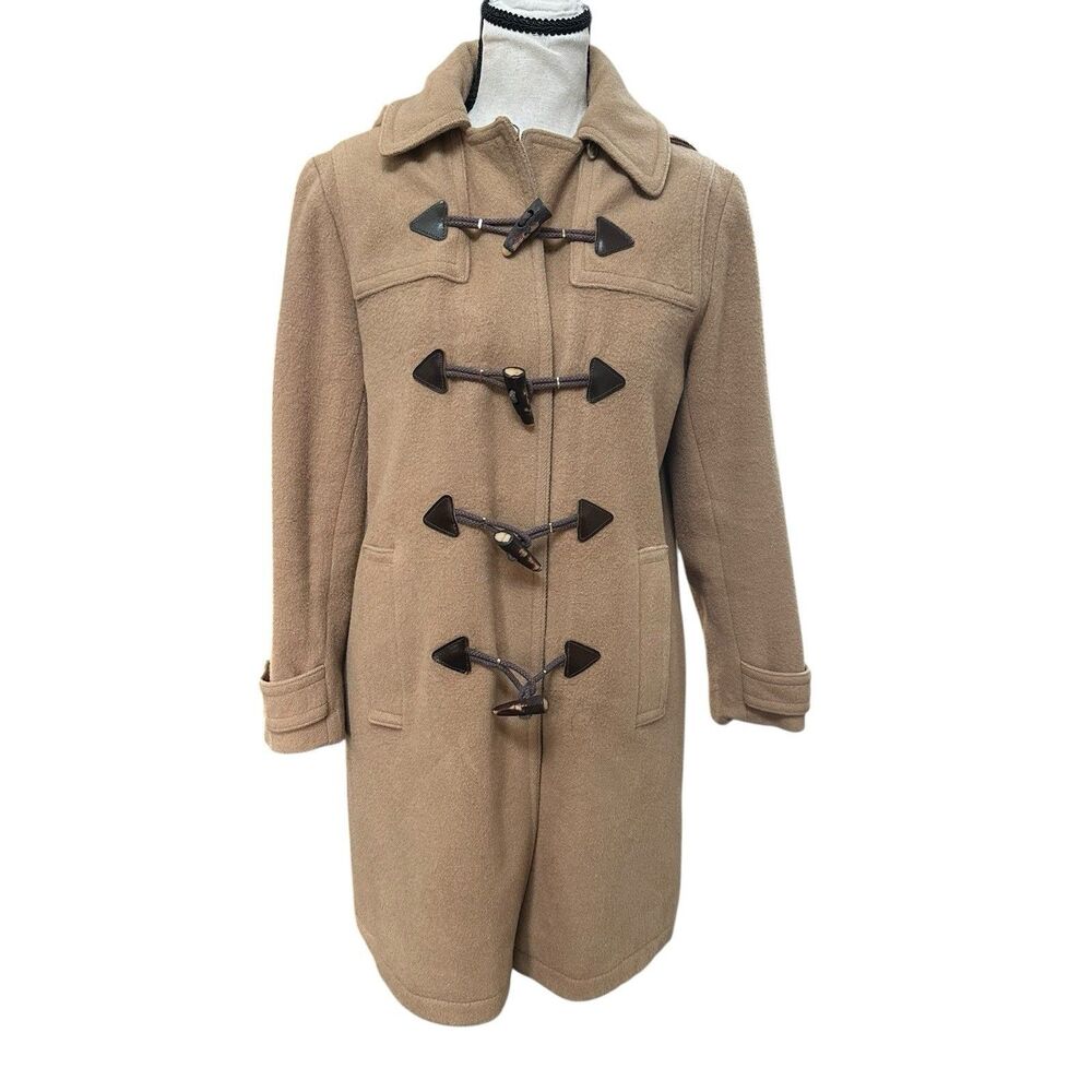 Vintage Evan-Picone Wool Duffle Coat Camel Toggle Jacket Made Yugoslavia